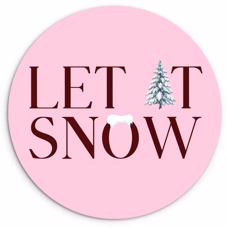 Muurcirkel - Kerst - Tekst - Sneeuw - Roze