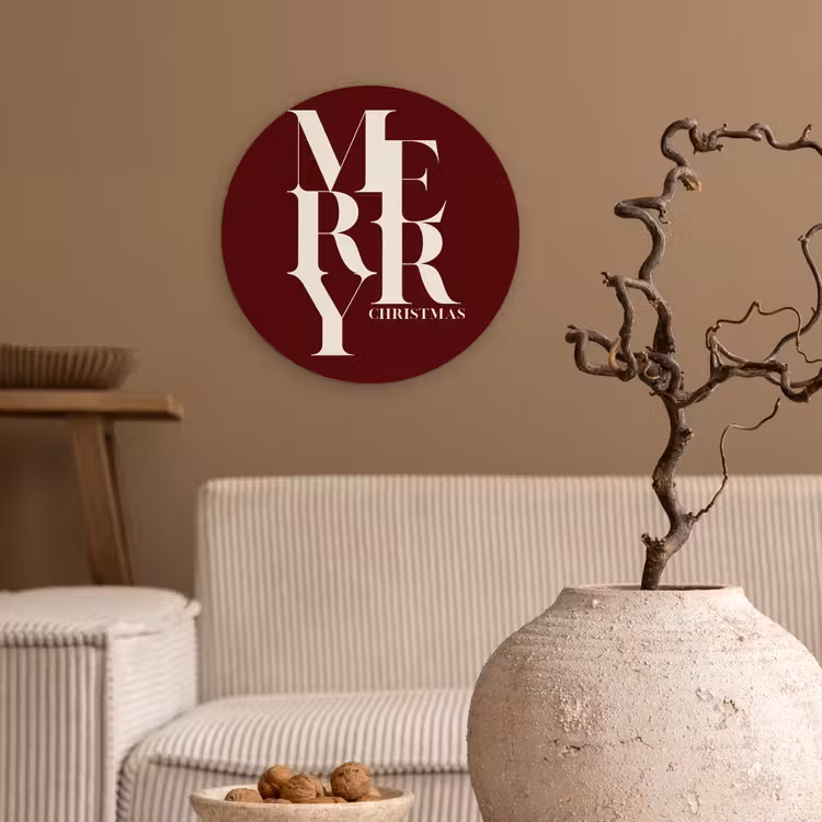 Muurcirkel - Merry - Tekst - Donker - Rood — 2