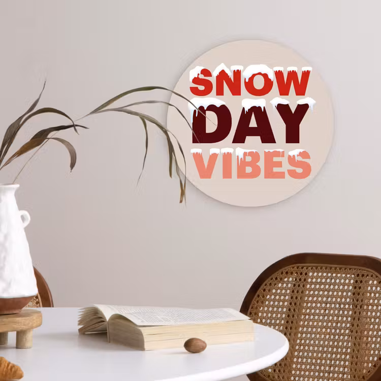 Muurcirkel - Sneeuw - Kerst - Tekst - Rood — 4