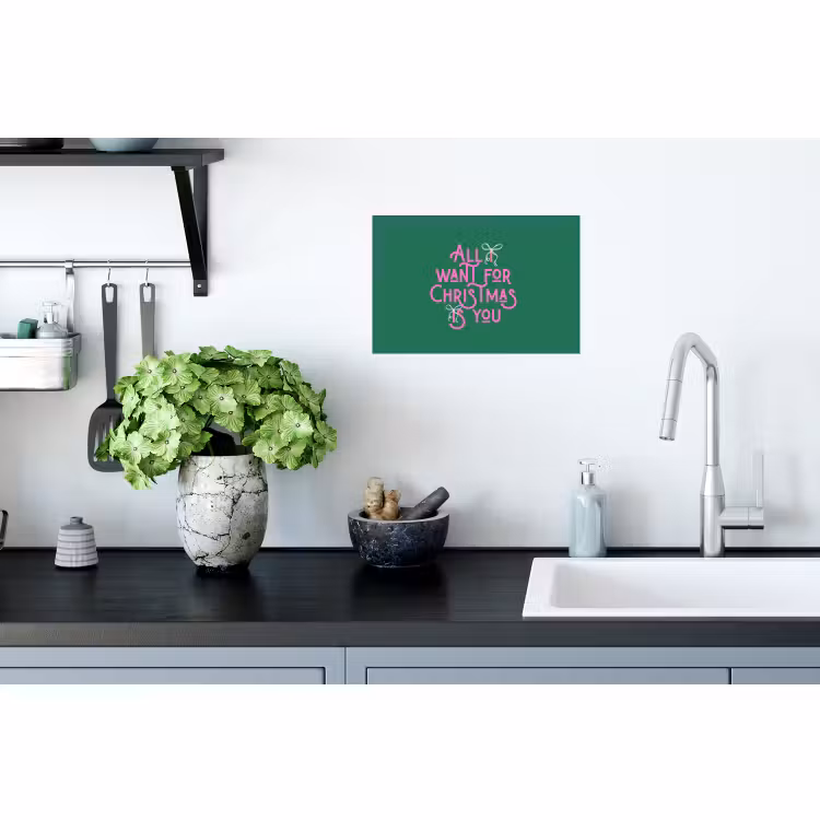 Muursticker - Kerst - Tekst - Roze - Groen — 2