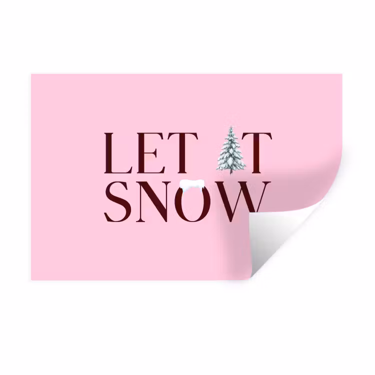 Muursticker - Kerst - Tekst - Sneeuw - Roze