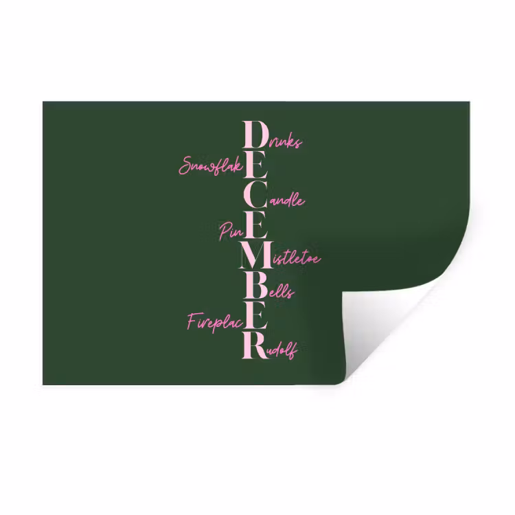 Muursticker - December - Tekst - Kerst - Groen