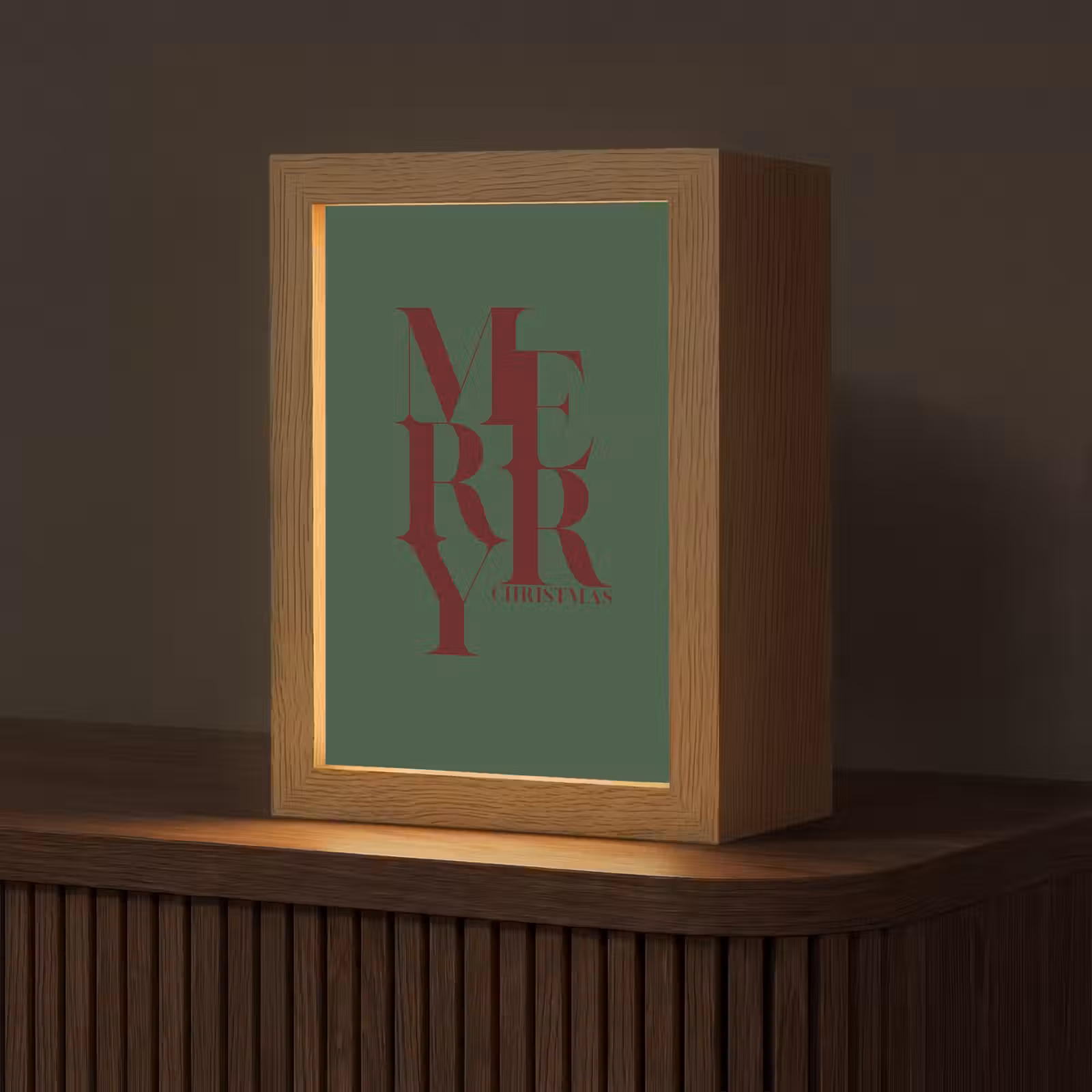 Gepersonaliseerde Lightbox - Merry - Tekst - Groen - Kerst — 1