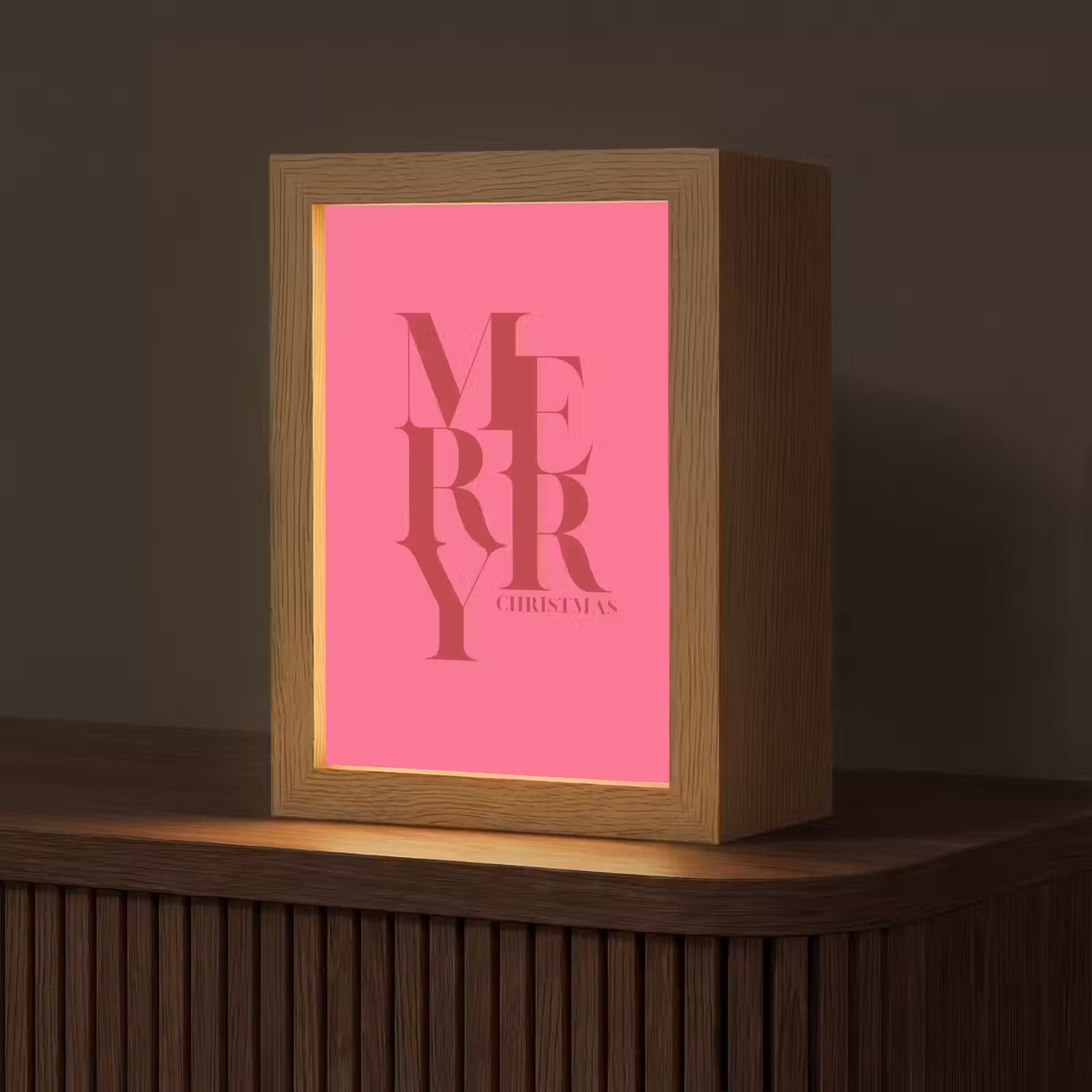 Gepersonaliseerde Lightbox - Merry - Tekst - Kerst - Roze — 1