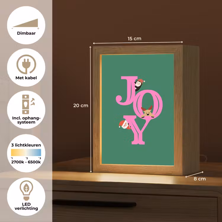 Gepersonaliseerde Lightbox - Joy - Kerst - Animatie - Roze - Groen — 7