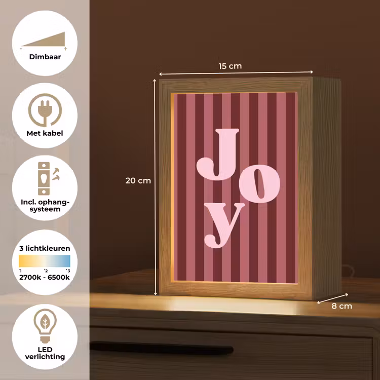 Gepersonaliseerde Lightbox - Joy - Kerst - Tekst - Roze — 7