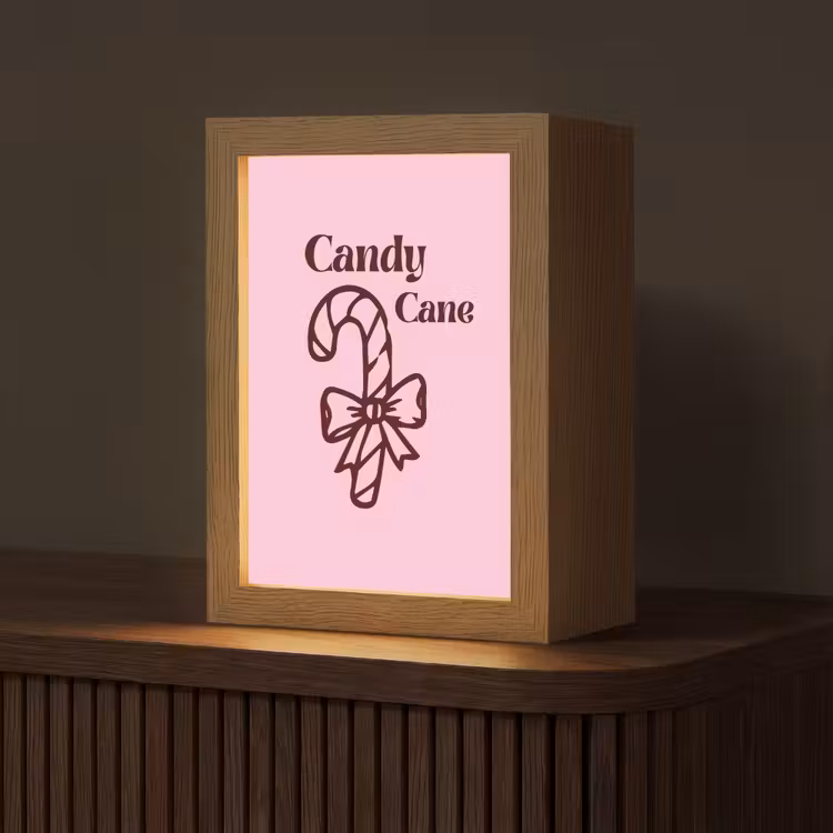 Gepersonaliseerde Lightbox - Kerst - Snoep - Tekst - Bruin - Roze — 1