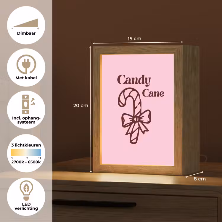 Gepersonaliseerde Lightbox - Kerst - Snoep - Tekst - Bruin - Roze — 7