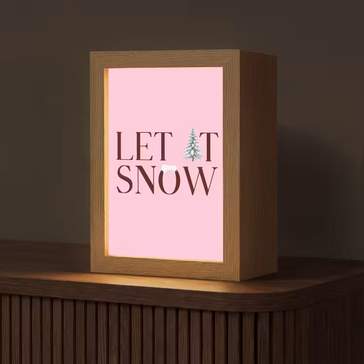 Gepersonaliseerde Lightbox - Kerst - Tekst - Sneeuw - Roze