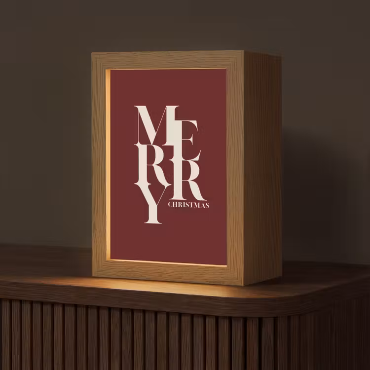 Gepersonaliseerde Lightbox - Merry - Tekst - Donker - Rood