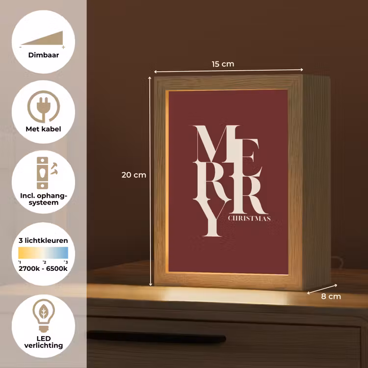Gepersonaliseerde Lightbox - Merry - Tekst - Donker - Rood — 7