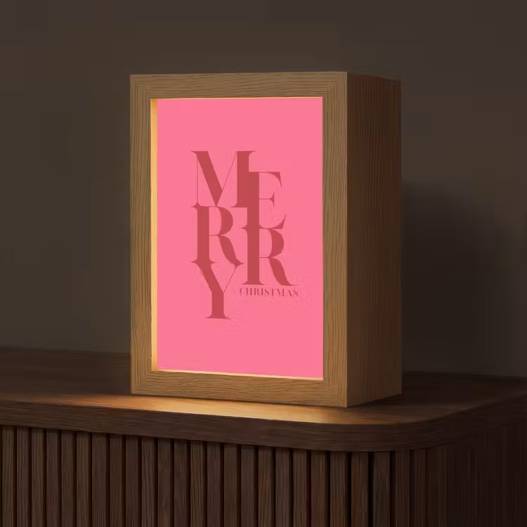 Gepersonaliseerde Lightbox - Merry - Tekst - Kerst - Roze — 1