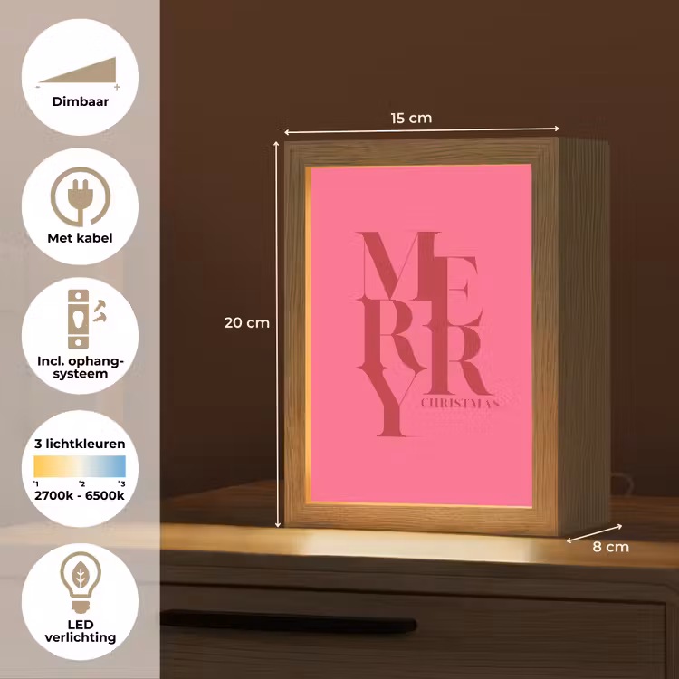 Gepersonaliseerde Lightbox - Merry - Tekst - Kerst - Roze — 7