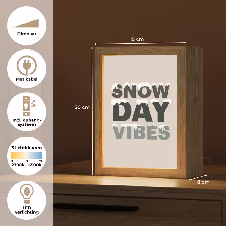 Gepersonaliseerde Lightbox - Sneeuw - Tekst - Kerst - Beige — 7