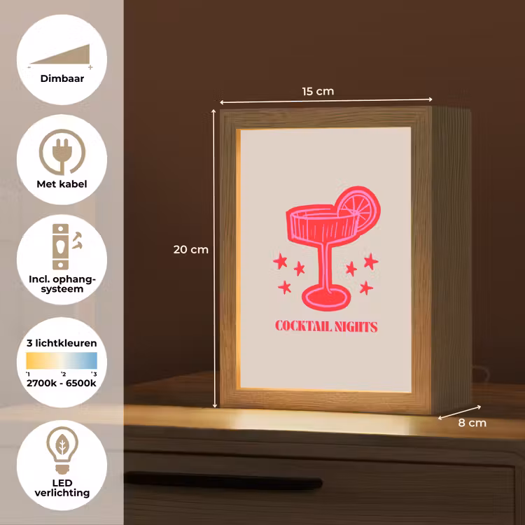 Gepersonaliseerde Lightbox - Cocktail - Kerst - Beige - Roze — 7