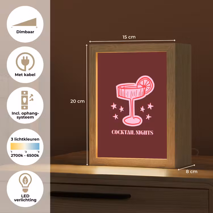 Gepersonaliseerde Lightbox - Cocktail - Kerst - Burgundy - Roze — 7