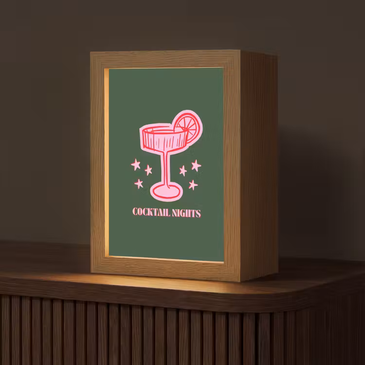 Gepersonaliseerde Lightbox - Cocktail - Kerst - Roze - Groen