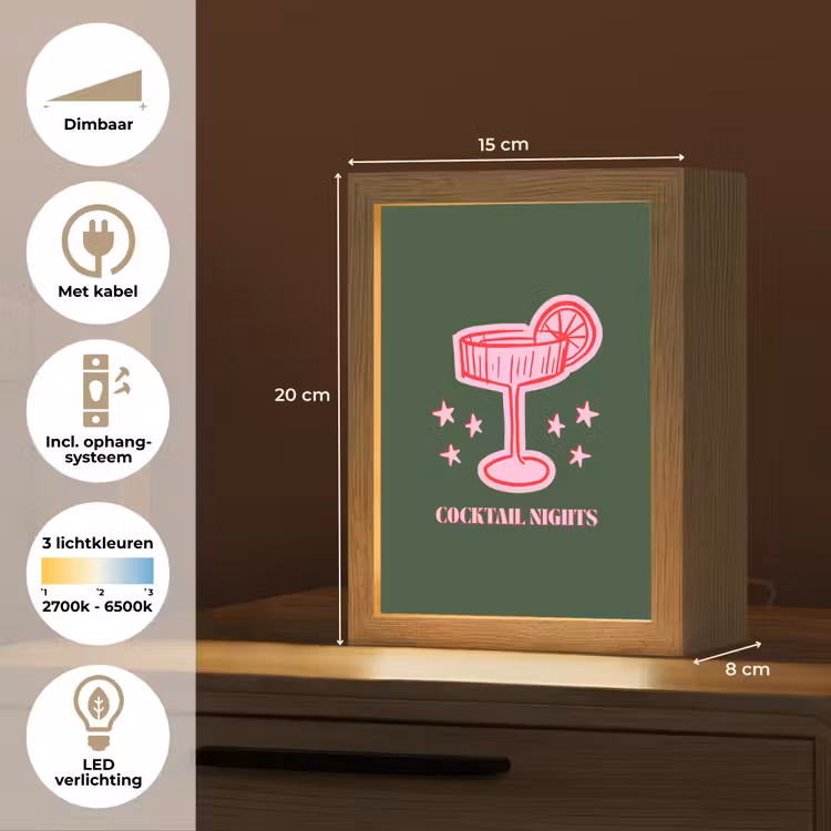 Gepersonaliseerde Lightbox - Cocktail - Kerst - Roze - Groen — 7
