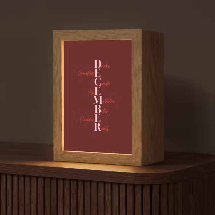 Gepersonaliseerde Lightbox - December - Tekst - Kerst - Burgundy