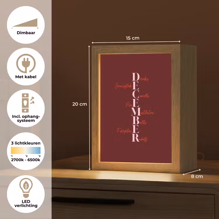 Gepersonaliseerde Lightbox - December - Tekst - Kerst - Burgundy — 7
