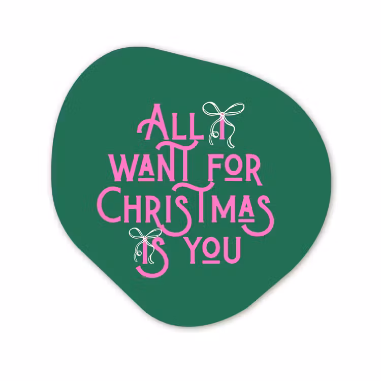 Organische schilderij - Aluminium - Kerst - Tekst - Roze - Groen