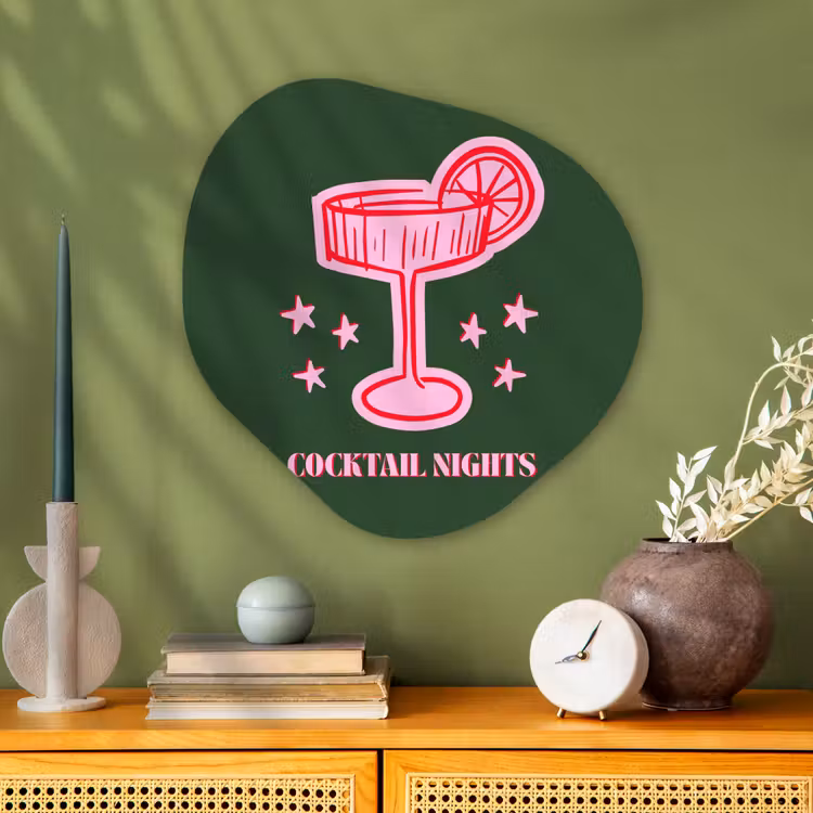 Organische schilderij - Aluminium - Cocktail - Kerst - Roze - Groen — 2