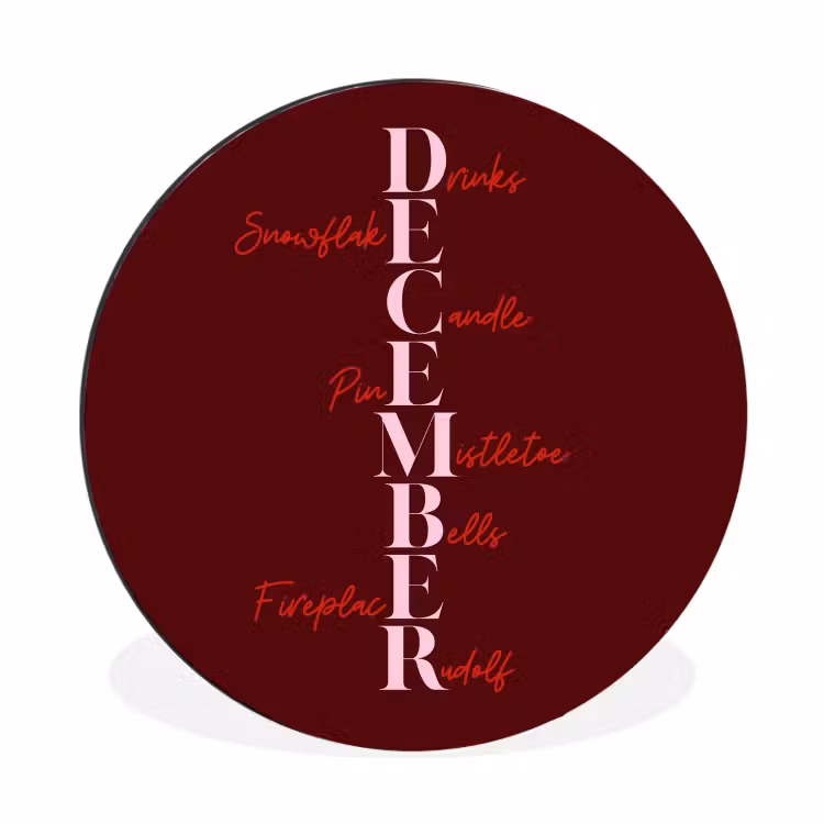 December - Tekst - Kerst - Burgundy