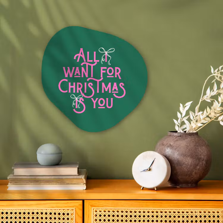 Organisch schilderij - Forex - Kerst - Tekst - Roze - Groen — 2