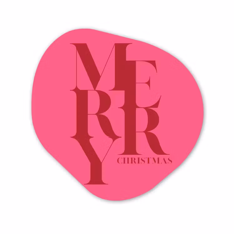 Organisch schilderij - Forex - Merry - Tekst - Kerst - Roze — 1