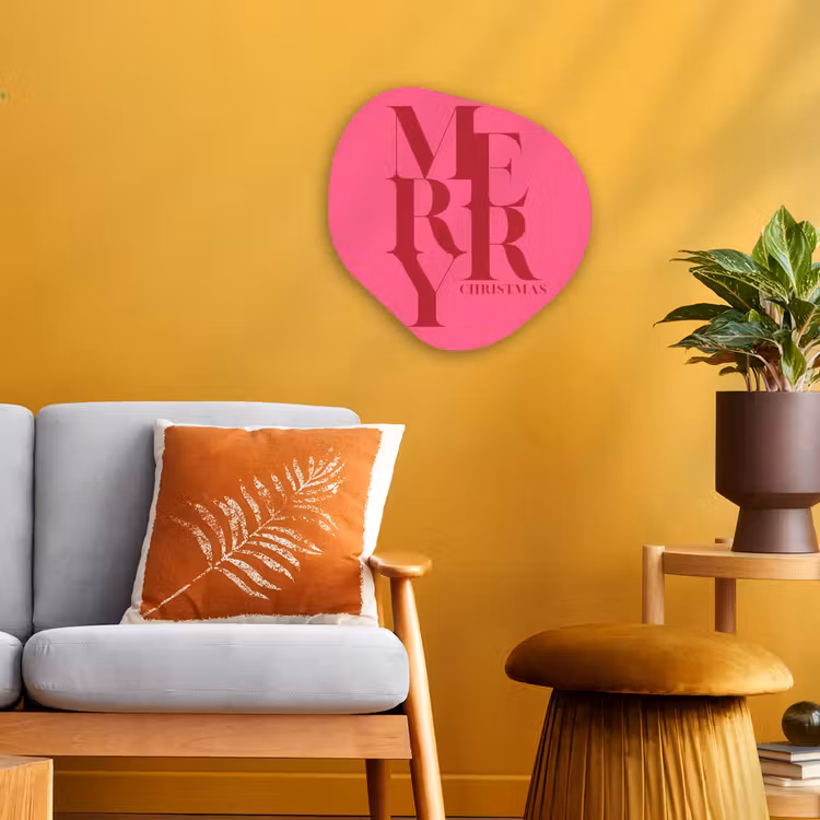 Organisch schilderij - Forex - Merry - Tekst - Kerst - Roze — 3