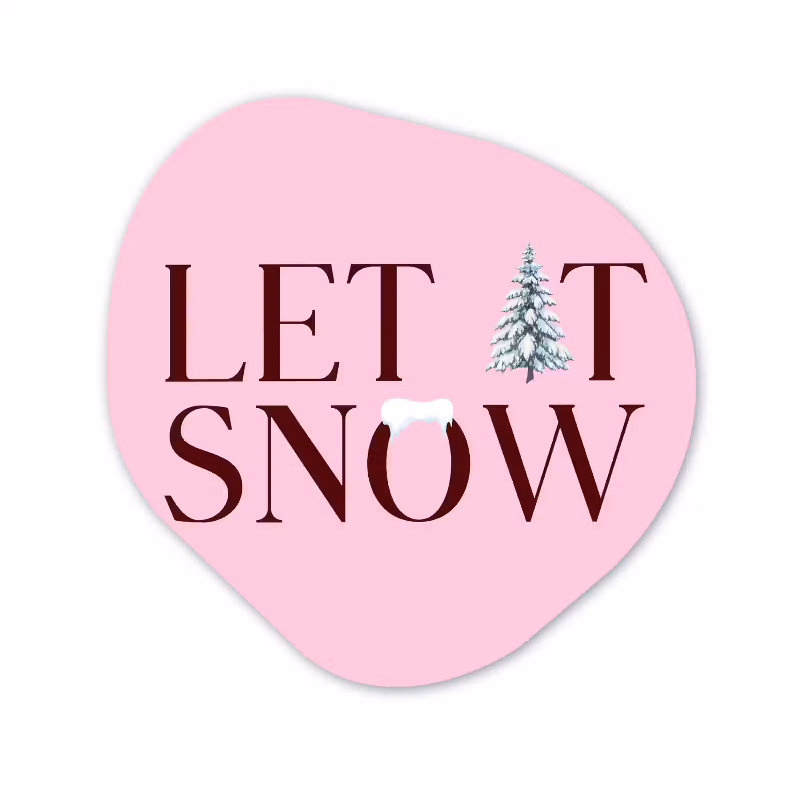Organisch schilderij - Forex - Kerst - Tekst - Sneeuw - Roze — 1