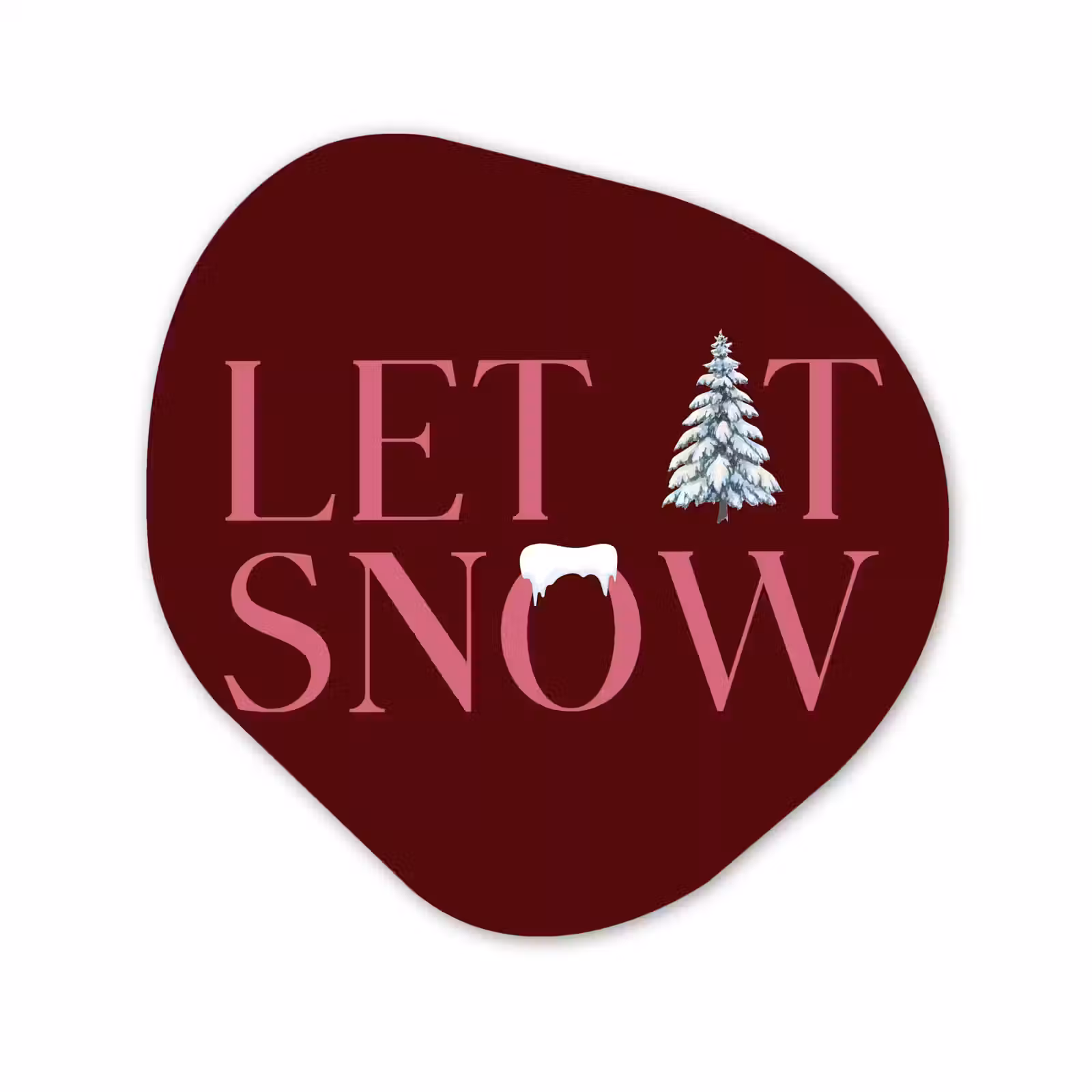 Organisch schilderij - Forex - Tekst - Kerst - Sneeuw - Roze — 1