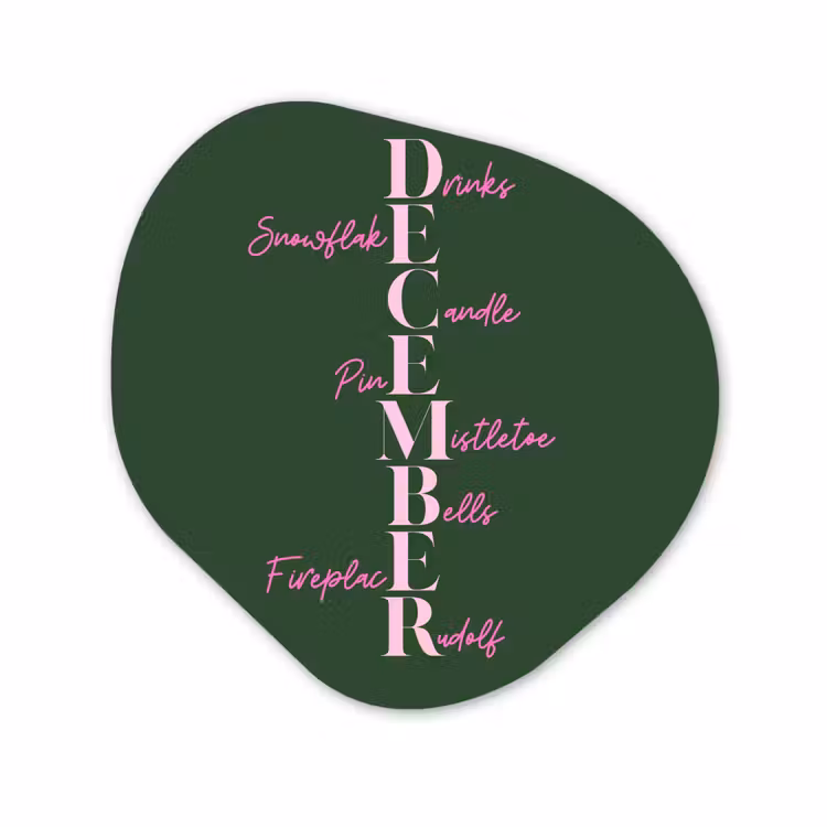 Organisch schilderij - Forex - December - Tekst - Kerst - Groen