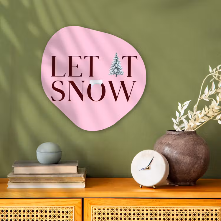 Organisch schilderij - Forex - Kerst - Tekst - Sneeuw - Roze — 2