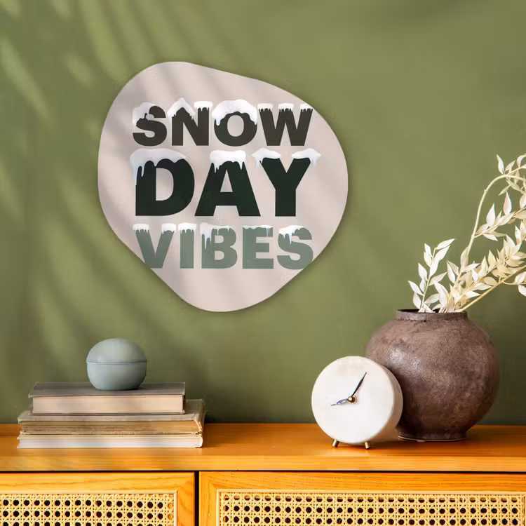 Organisch schilderij - Forex - Sneeuw - Tekst - Kerst - Beige — 2