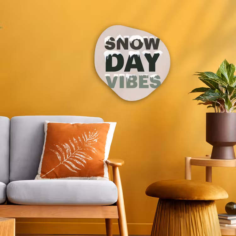 Organisch schilderij - Forex - Sneeuw - Tekst - Kerst - Beige — 3