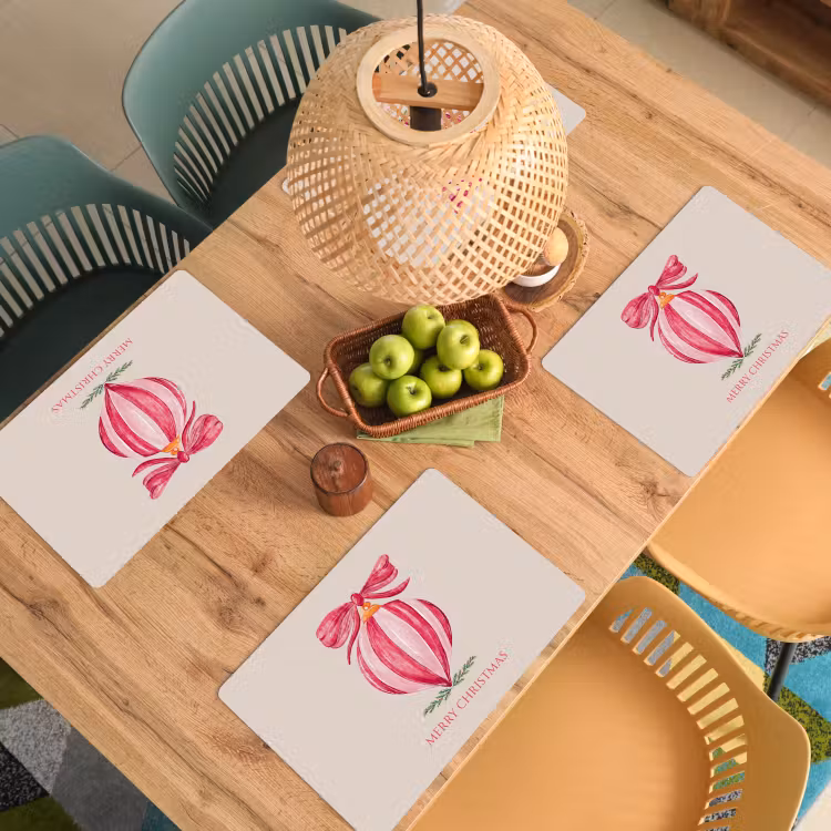 Placemat - 6 stuks - Kerst - Kerstbal - Tekst — 6