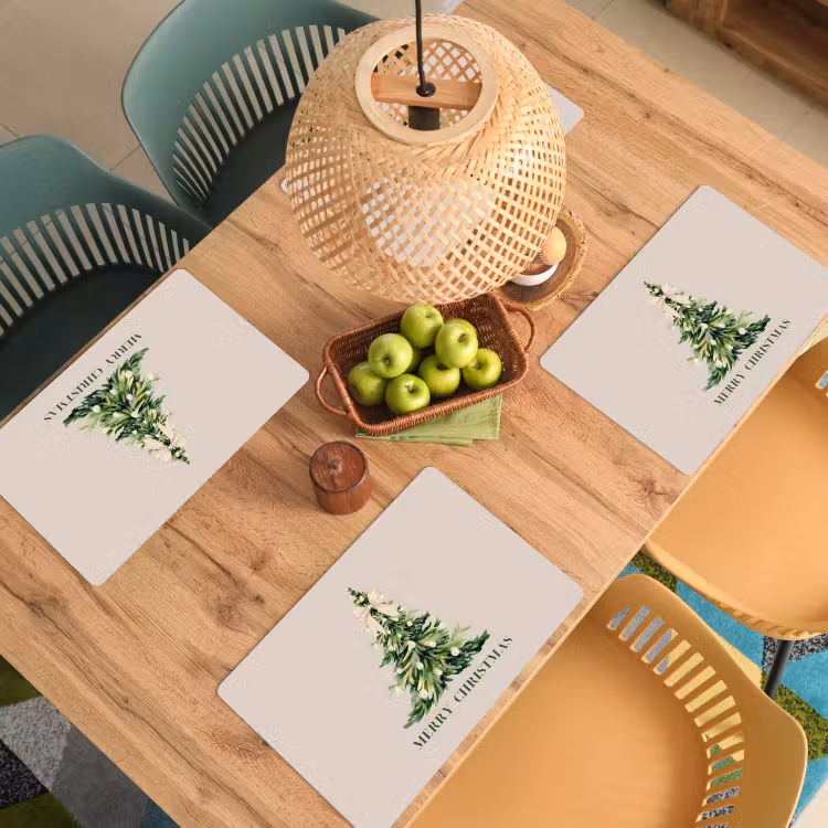 Placemat - 6 stuks - Kerst - Kerstboom - Tekst — 6