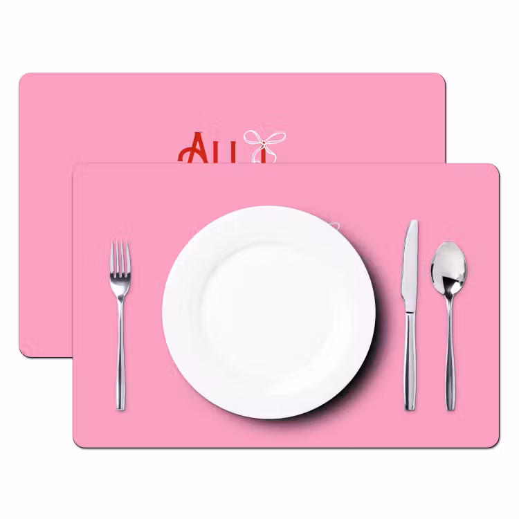 Placemat - 6 stuks - Tekst - Kerst - Roze - Rood — 2