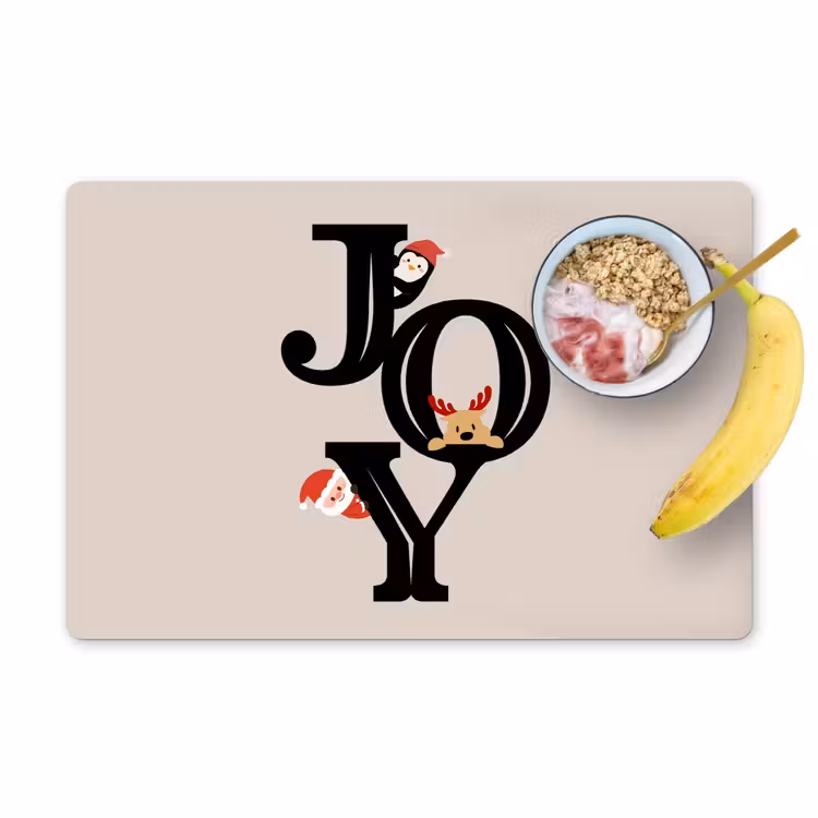 Placemat - 6 stuks - Joy - Animatie - Zwart - Kerst — 1