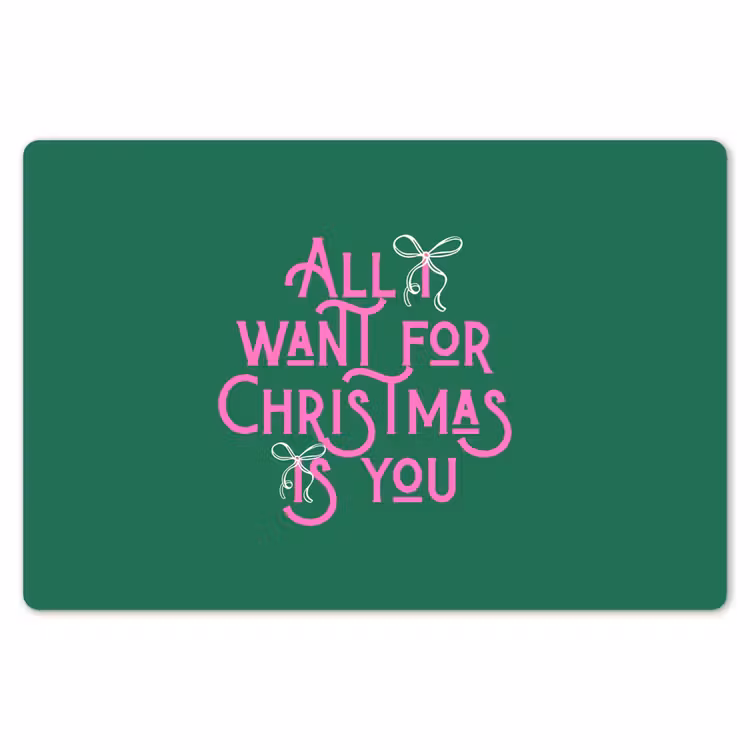 Placemat - 6 stuks - Kerst - Tekst - Roze - Groen — 7