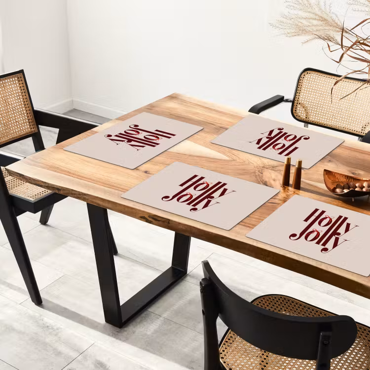 Placemat - 6 stuks - Tekst - Kerst - Bruin — 5
