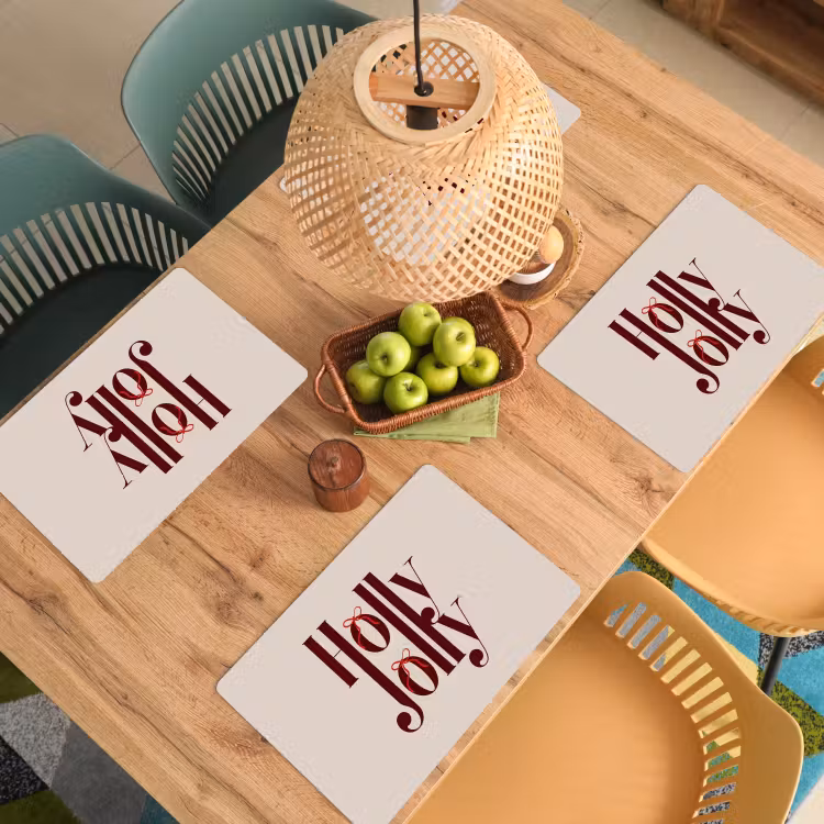 Placemat - 6 stuks - Tekst - Kerst - Bruin — 6