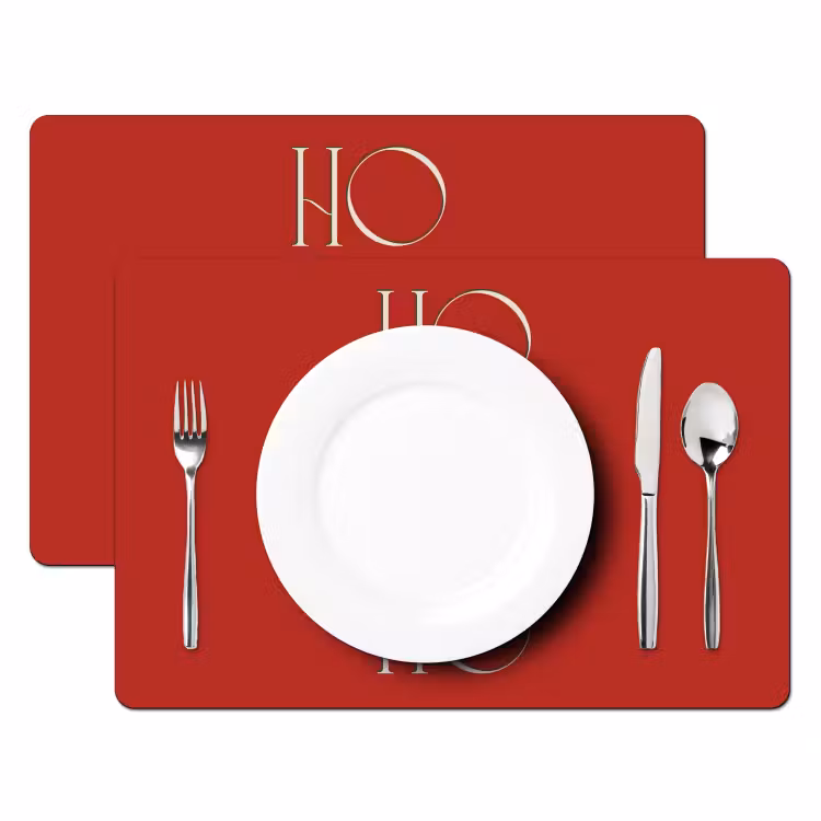 Placemat - 6 stuks - Tekst - Kerst - Modern - Rood — 2
