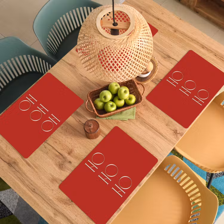 Placemat - 6 stuks - Tekst - Kerst - Modern - Rood — 6