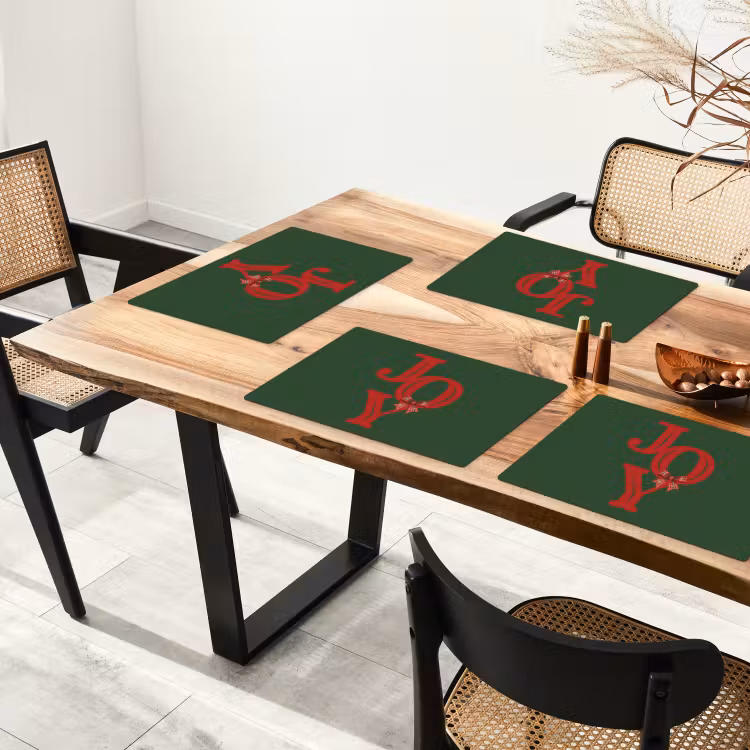 Placemat - 6 stuks - Tekst - Kerst - Rood — 5