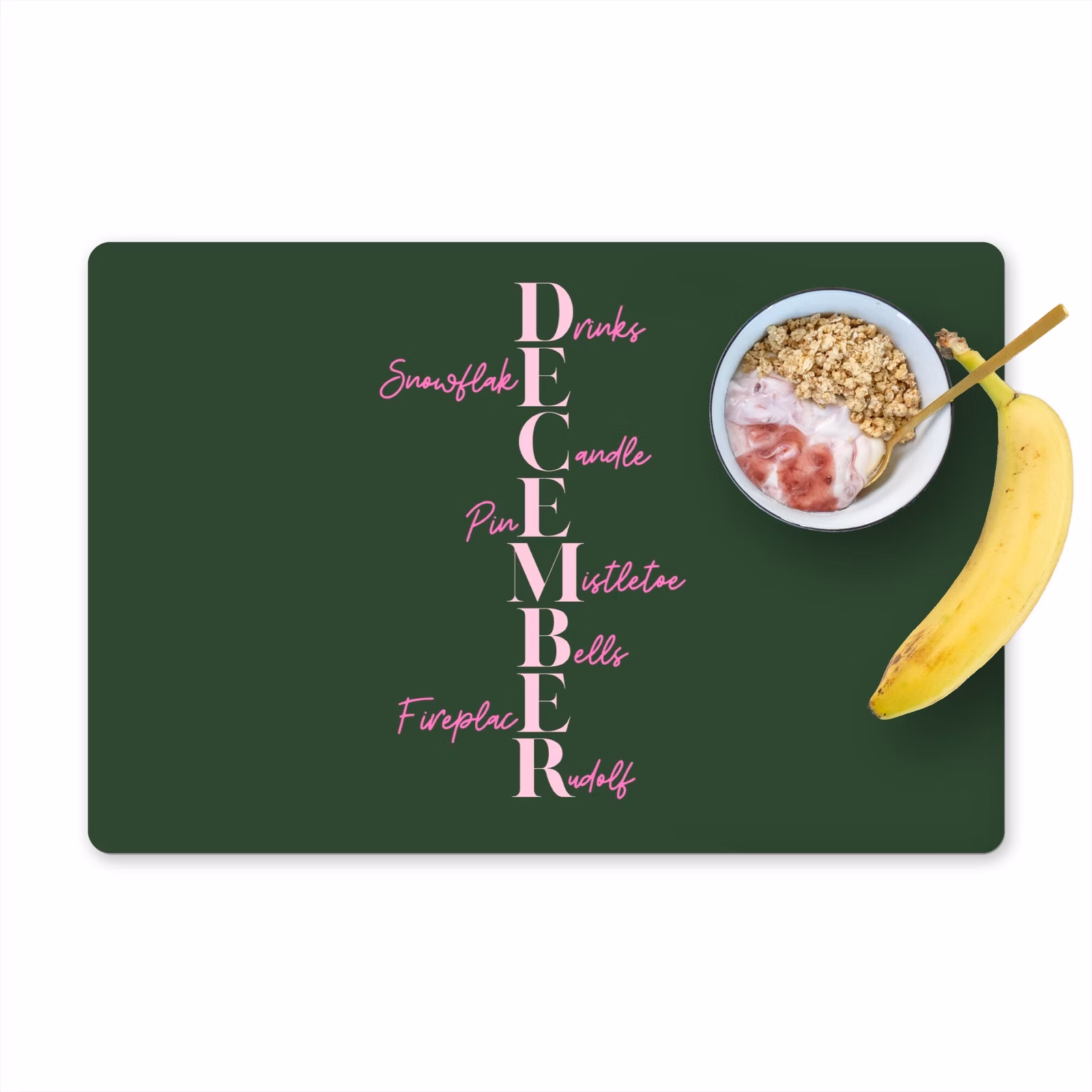 Placemat - 6 stuks - December - Tekst - Kerst - Groen — 1