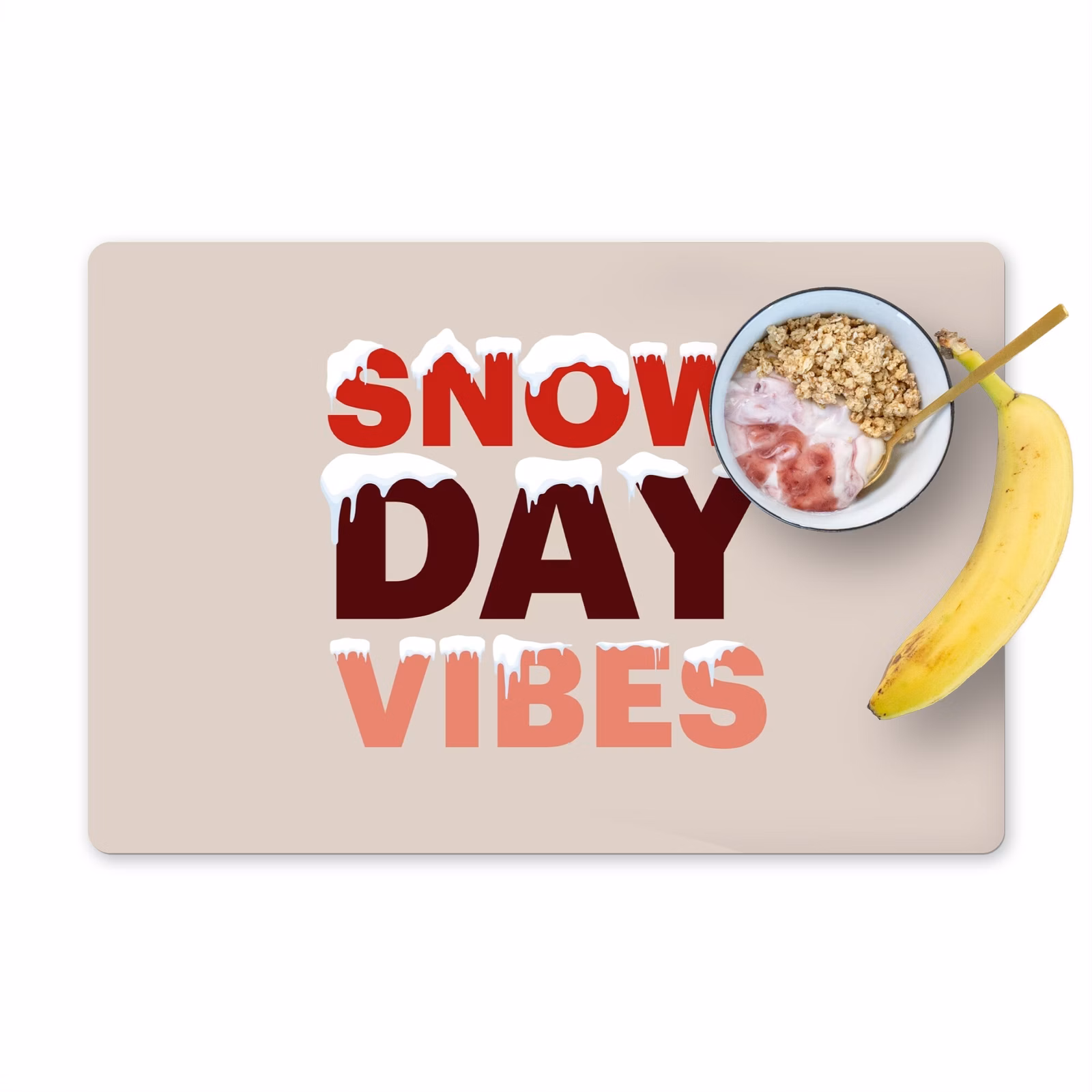 Placemat - 6 stuks - Sneeuw - Kerst - Tekst - Rood — 1