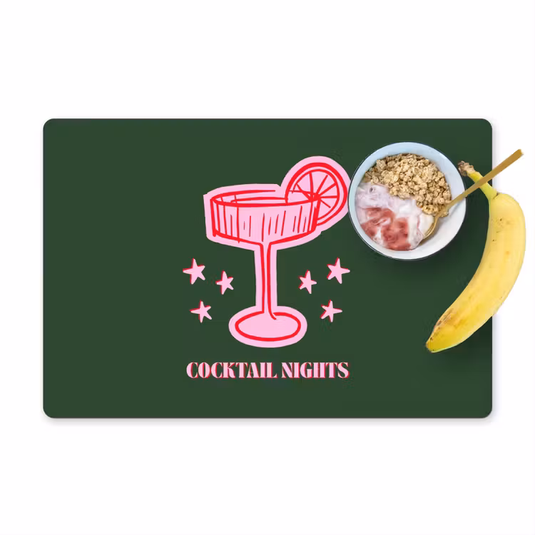 Placemat - 6 stuks - Cocktail - Kerst - Roze - Groen