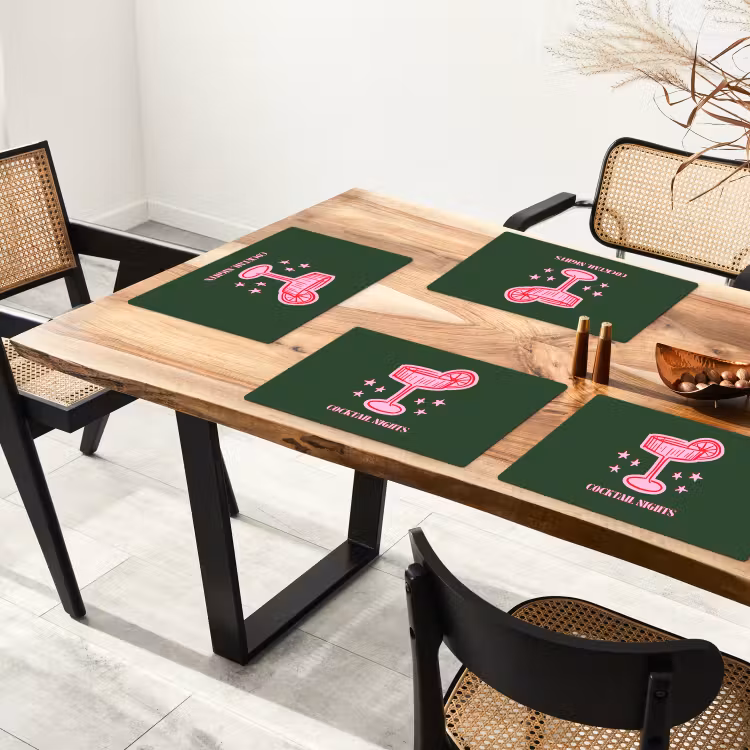 Placemat - 6 stuks - Cocktail - Kerst - Roze - Groen — 3